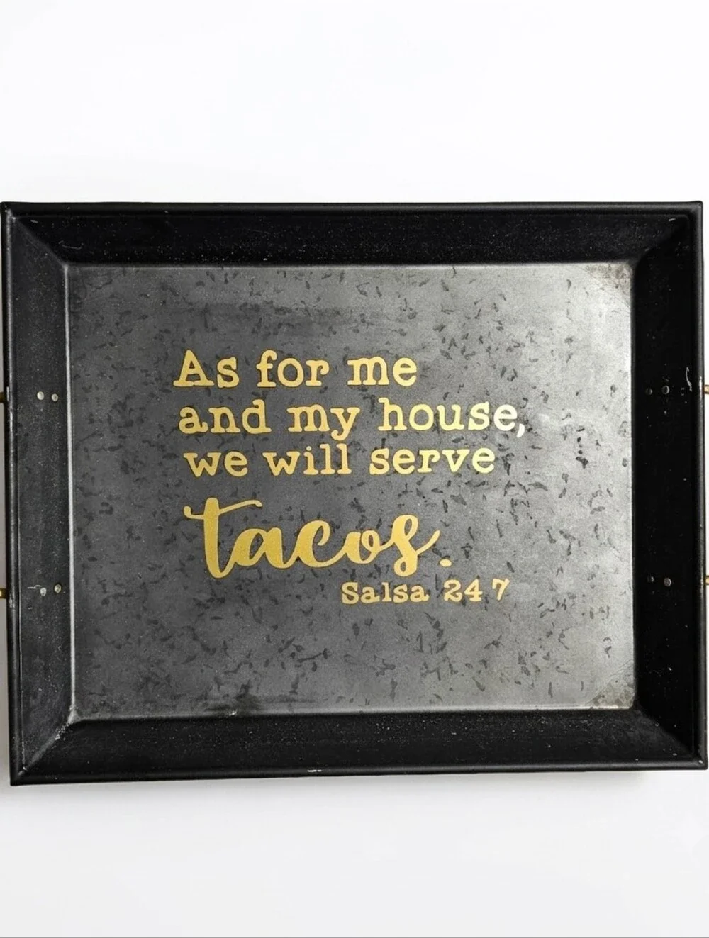 Metal Taco Quote Serving Tray Black Gold Kitchen Decor